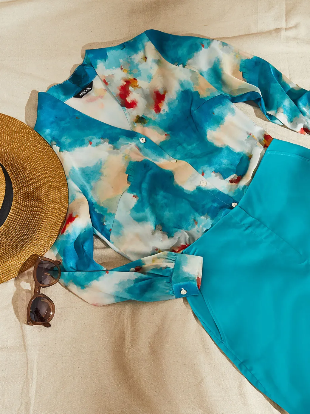 Knee-Length Woven Shorts|Misook Online