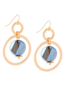 Labradorite and Matte Gold Hoop Earrings|Misook Hot