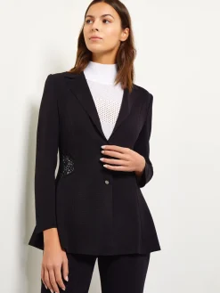 Lace Accent Tailored Knit Blazer|Misook Best