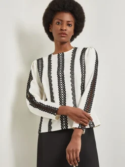 Lace Applique Woven Blouse|Misook Best