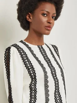 Lace Applique Woven Blouse|Misook Best