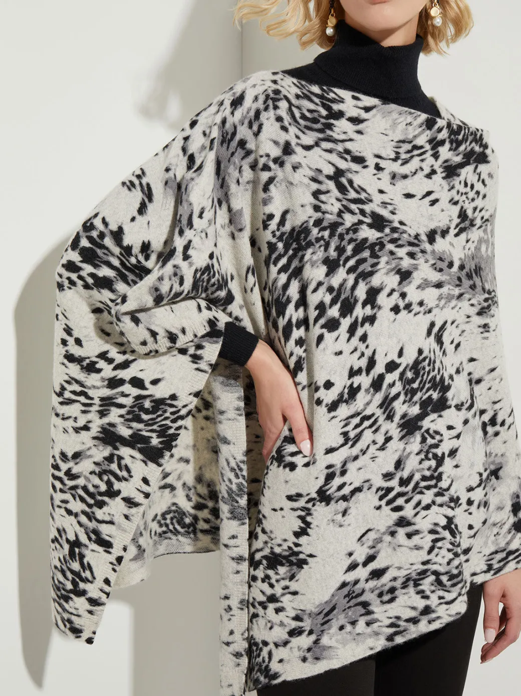 Leopard Print Cashmere Poncho|Misook Sale