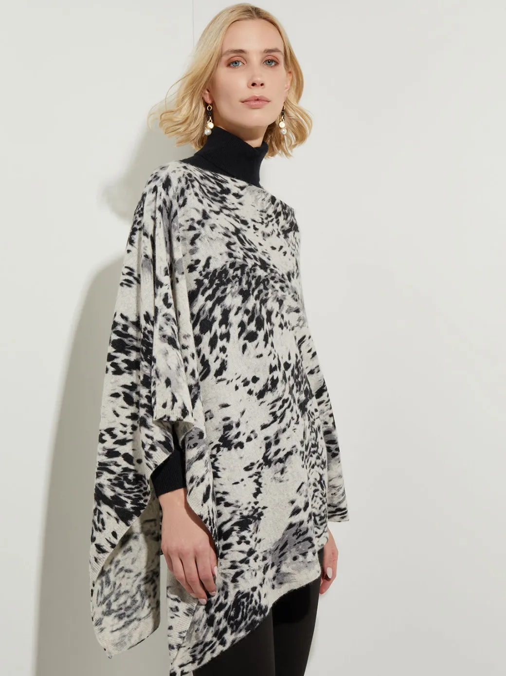 Leopard Print Cashmere Poncho|Misook Sale