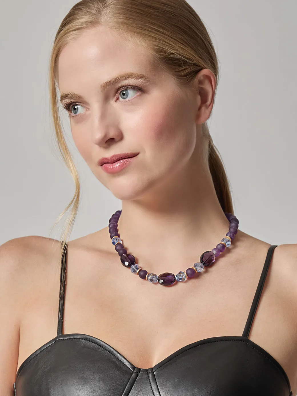 Matte Amethyst Crystal Necklace|Misook Online