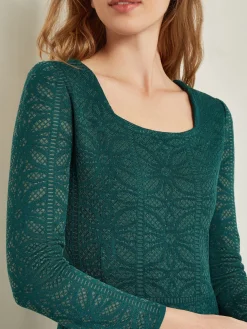 Maxi A-Line Dress - Burnout Detail Jacquard Knit|Misook New