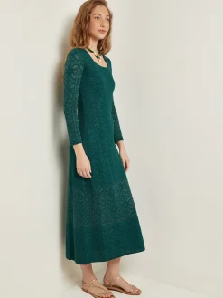 Maxi A-Line Dress - Burnout Detail Jacquard Knit|Misook New