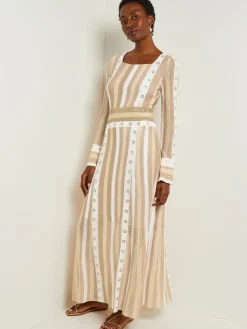 Maxi A-Line Dress - Multi-Stitch Grommet Detail Knit|Misook Online