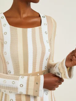 Maxi A-Line Dress - Multi-Stitch Grommet Detail Knit|Misook Online