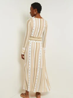 Maxi A-Line Dress - Multi-Stitch Grommet Detail Knit|Misook Online