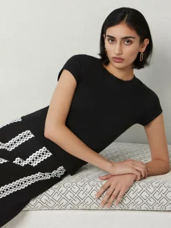 Maxi A-Line Skirt - Eyelet Trim Woven Twill|Misook Online