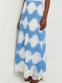 Maxi A-Line Skirt - Lace Inset Novelty Woven|Misook Clearance