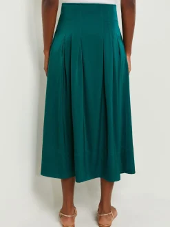 Maxi Button Front A-Line Skirt - Pleated Woven|Misook Sale