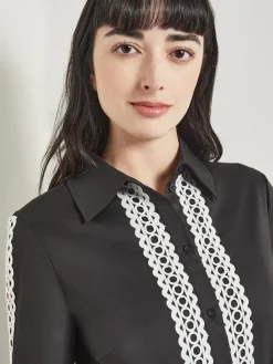 Maxi Dress - Eyelet Trim Cotton|Misook Clearance