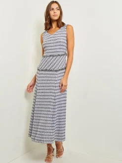 Maxi Drop Waist Dress - Fringe Trim Soft Tweed Knit|Misook Sale