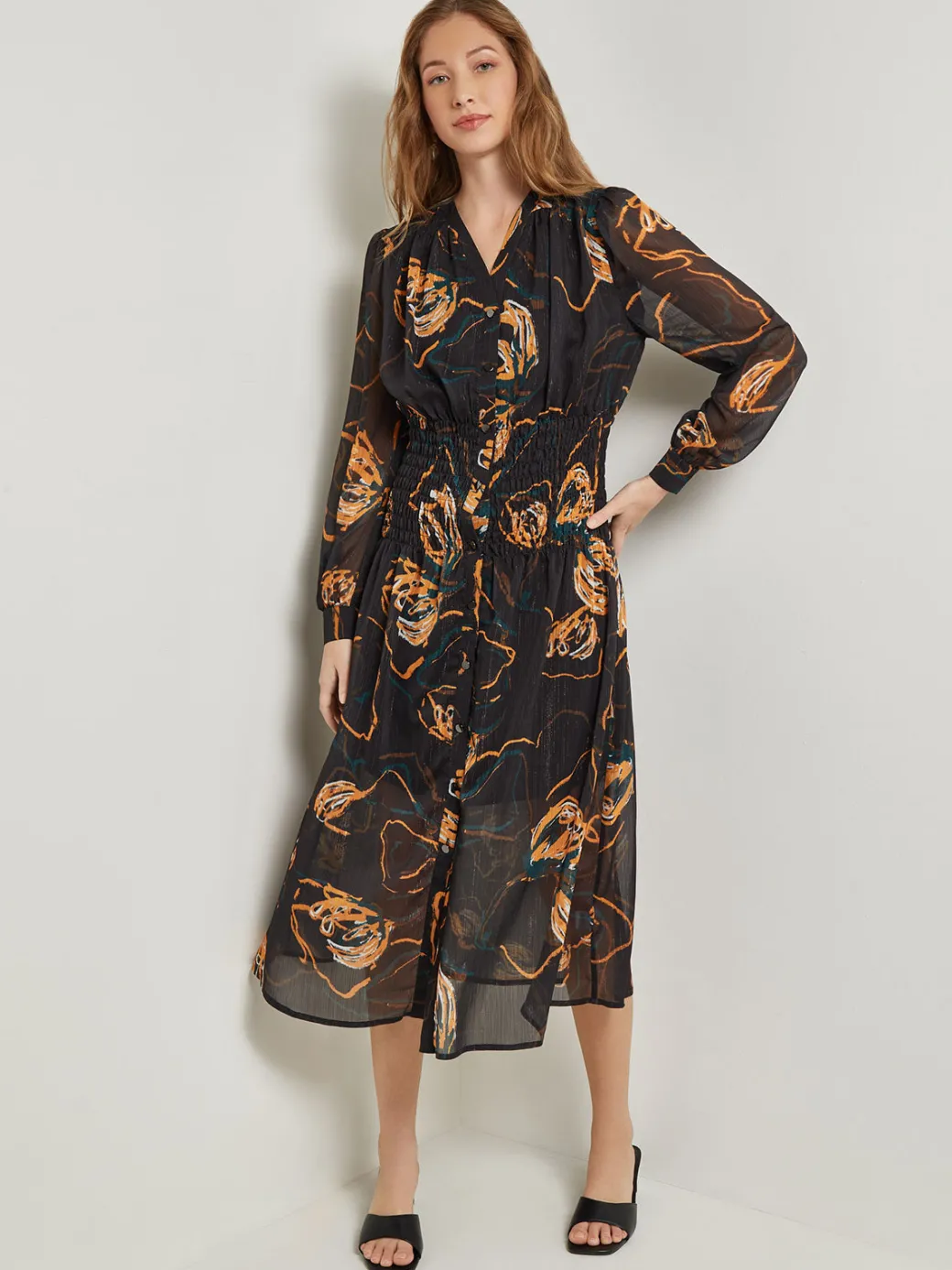 Maxi Fit & Flare Dress - Printed Woven Chiffon|Misook Online