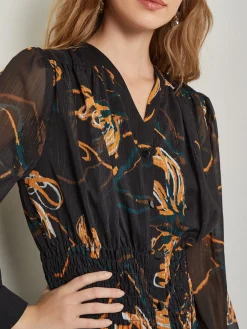 Maxi Fit & Flare Dress - Printed Woven Chiffon|Misook Online