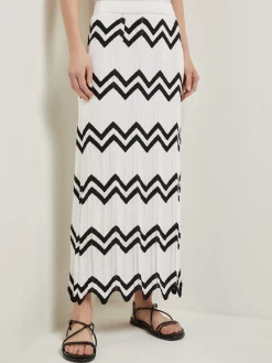 Maxi Pencil Skirt - Contrast Chevron Pointelle Soft Knit|Misook Discount