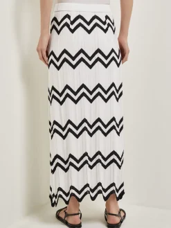 Maxi Pencil Skirt - Contrast Chevron Pointelle Soft Knit|Misook Discount