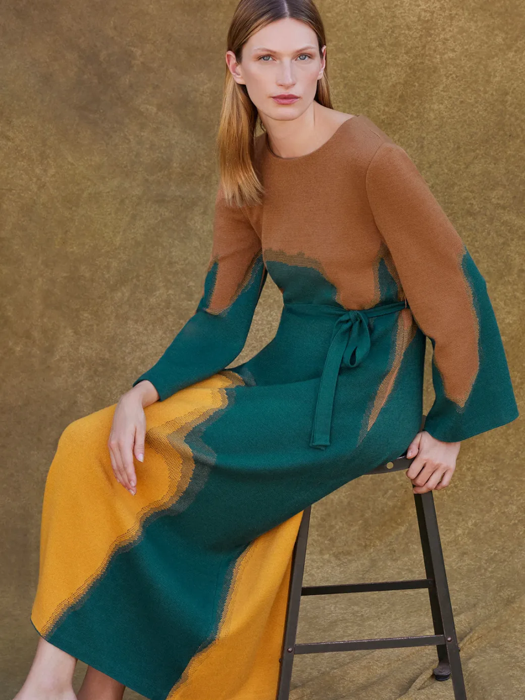 Maxi Shift Dress - Abstract Jacquard Cozy Knit|Misook Best