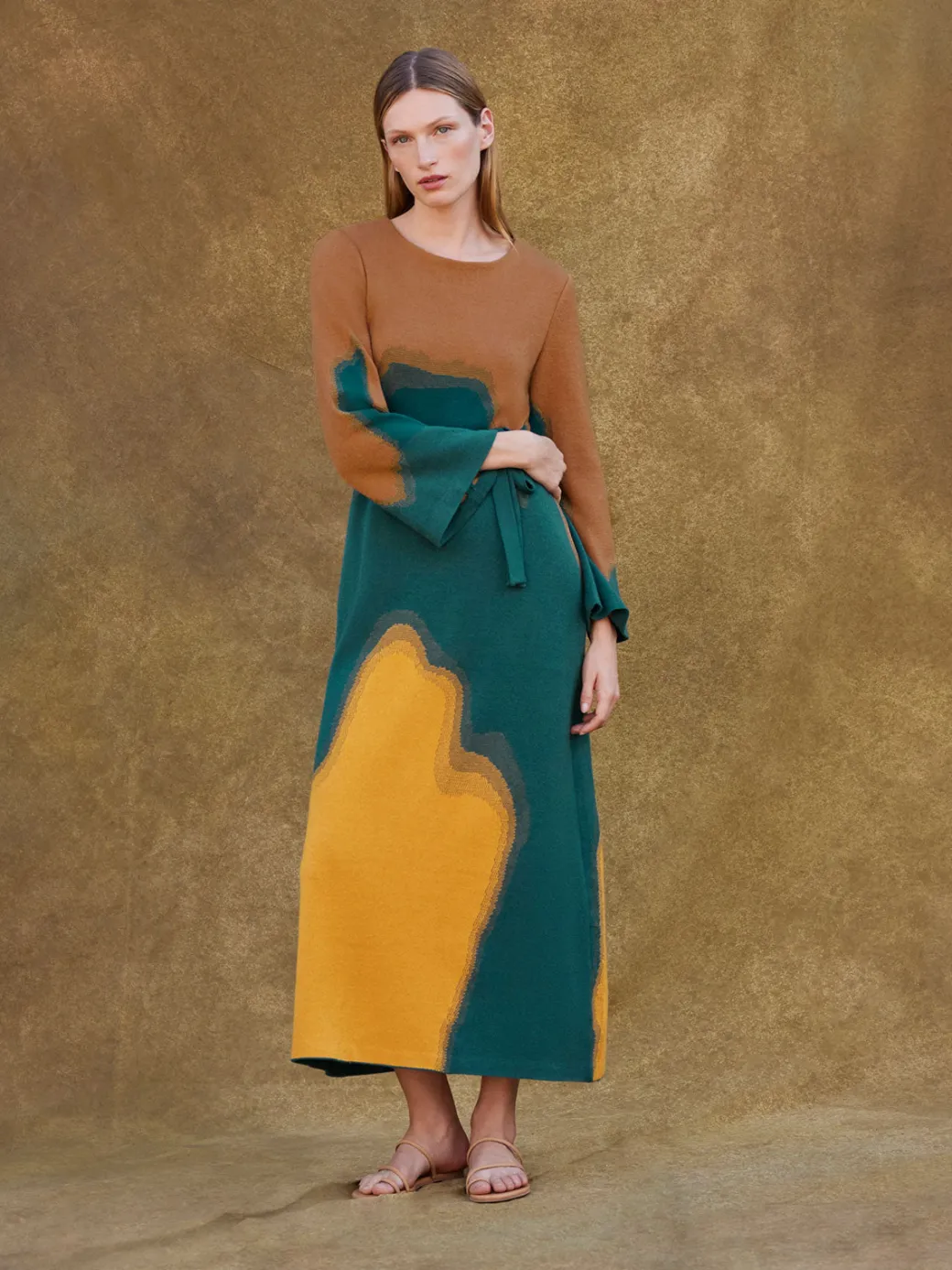 Maxi Shift Dress - Abstract Jacquard Cozy Knit|Misook Best