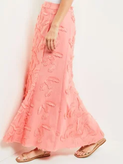 Maxi Trumpet Skirt - Fringe Applique Cotton|Misook New