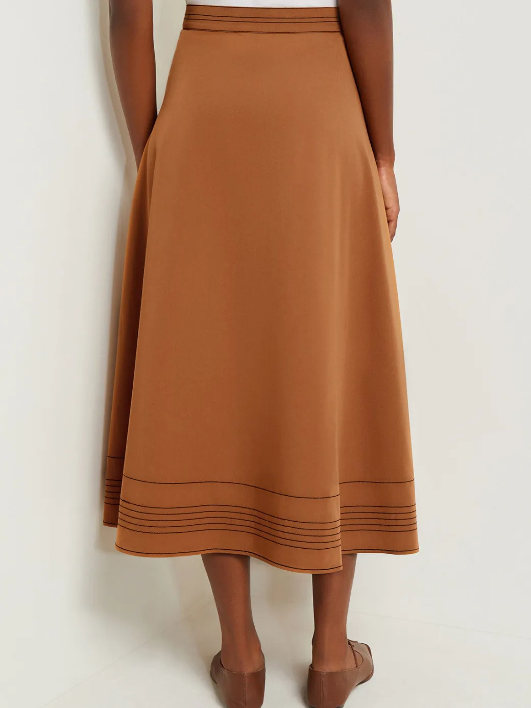 Maxi Wrap Skirt - Contrast Stitch Woven Twill|Misook Outlet