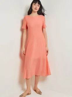 Midi A-Line Dress - Short Sleeve Burnout Knit|Misook Clearance