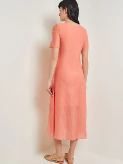 Midi A-Line Dress - Short Sleeve Burnout Knit|Misook Clearance