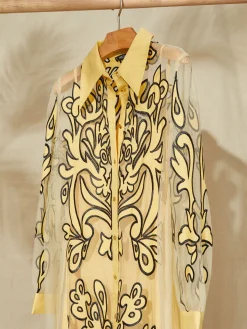 Midi Applique Shirtdress - Sheer Woven|Misook Outlet