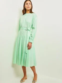 Midi Drop Waist Dress - Pointelle Stripe Mixed Media|Misook Discount