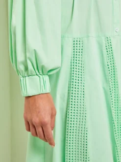 Midi Drop Waist Dress - Pointelle Stripe Mixed Media|Misook Discount