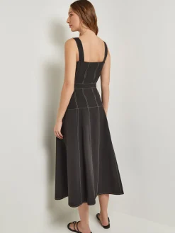 Midi Fit & Flare Dress - Button Front Woven|Misook Clearance