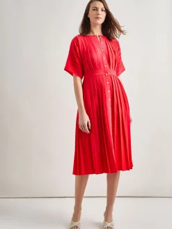 Midi Fit & Flare Dress - Hand Pleated Woven|Misook Online