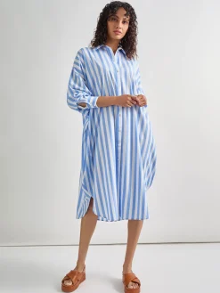 Midi Oversized Shirtdress - Striped Woven|Misook New