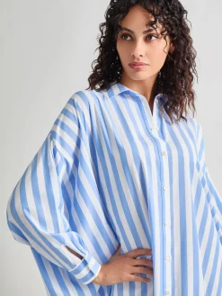 Midi Oversized Shirtdress - Striped Woven|Misook New