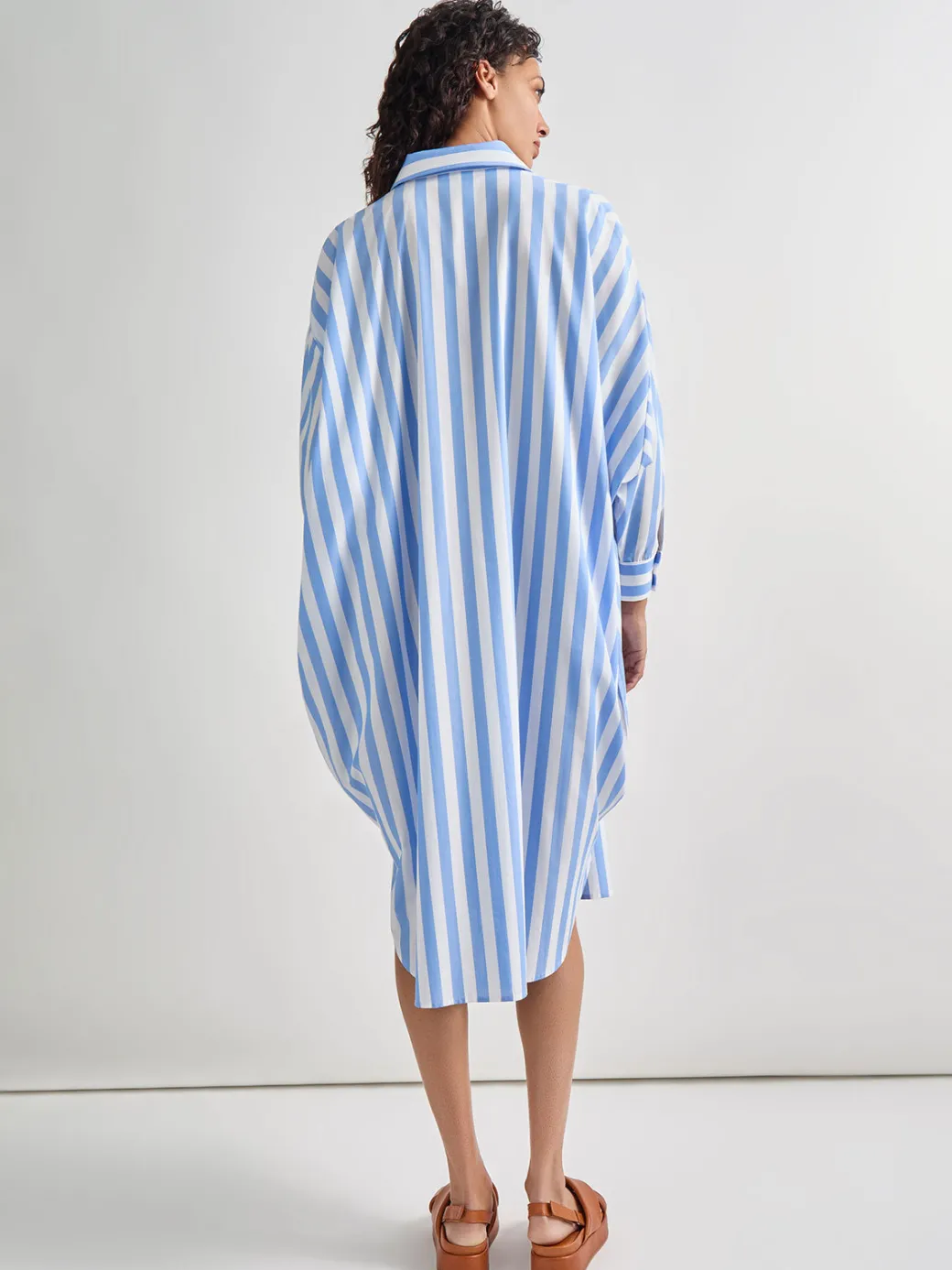 Midi Oversized Shirtdress - Striped Woven|Misook New