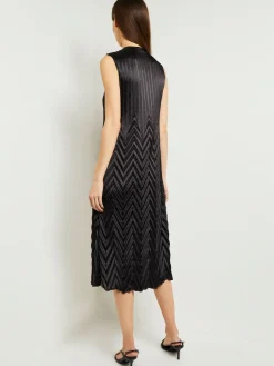 Midi Sheath Dress - Chevron Textured Crepe De Chine|Misook Clearance
