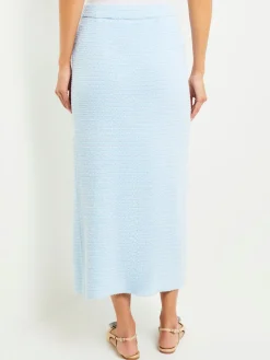 Midi Straight Skirt - Side Slit Tweed Knit|Misook Online