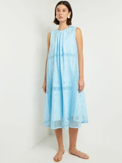 Midi Tent Dress - Sleeveless Eyelet Detailed Woven|Misook Best