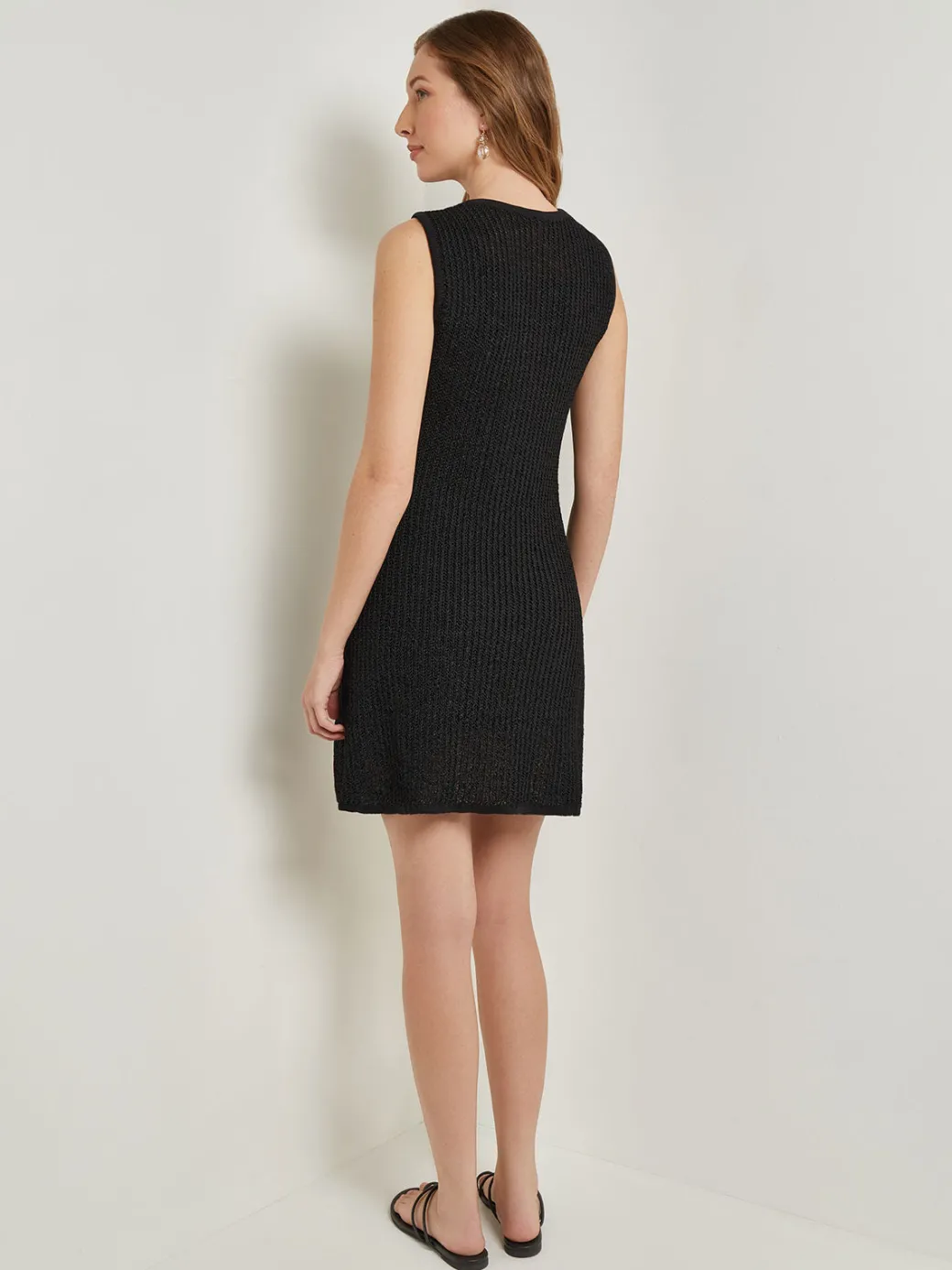 Mini A-Line Dress - Embroidered Open Ribbon Knit|Misook Fashion