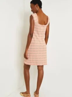 Mini A-Line Dress - Fringe Trim Tweed Knit|Misook Best