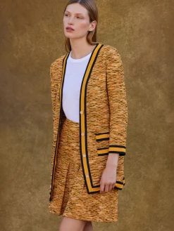 Mini A-Line Skirt - Pleated Tweed Knit|Misook Best