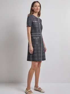 Modern Fit Bold Plaid Tweed Knit Sheath Dress|Misook Online
