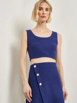 Modern Fit Boucle Knit Cropped Tank Top|Misook Clearance