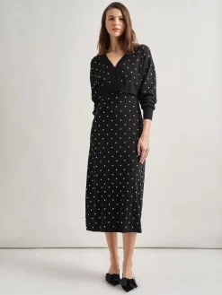 Modern Fit Cropped Gold Studded Soft Knit Cardigan|Misook Discount