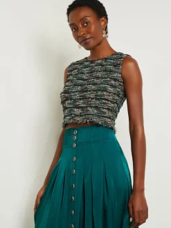 Modern Fit Cropped Tweed Knit Tank|Misook Clearance