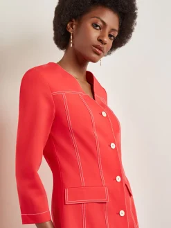 Modern Fit Jacket - Contrast Stitch Woven|Misook Online