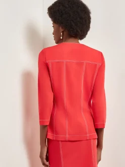 Modern Fit Jacket - Contrast Stitch Woven|Misook Online