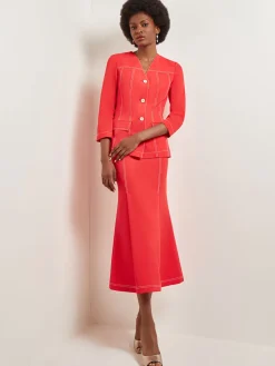 Modern Fit Jacket - Contrast Stitch Woven|Misook Online