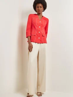 Modern Fit Jacket - Contrast Stitch Woven|Misook Online